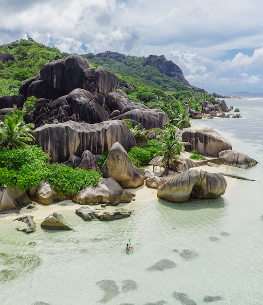 Foto la digue, strand der seychellen