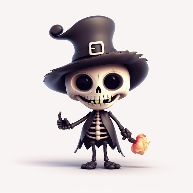 La Mour Anthropomorphic Super süß Chibi Halloween Skelett