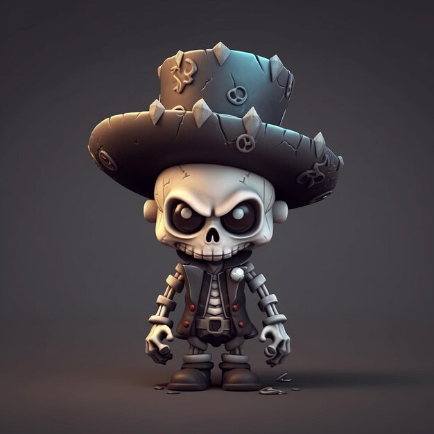 La Mour Antropomórfico Super bonito chibi esqueleto de Halloween