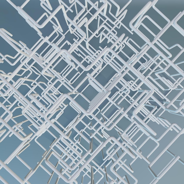 El laberinto blanco cubo malla cuadrada líneas abstractas d renderización
