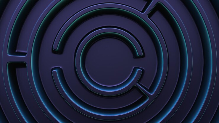 Foto laberinto circular estilo futurista vista desde arriba elemento de diseño