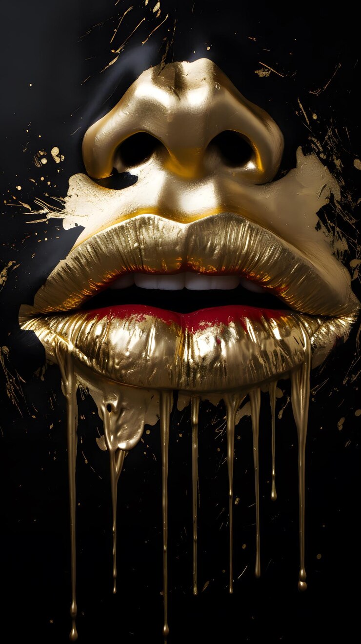 Un labio dorado con pintura dorada