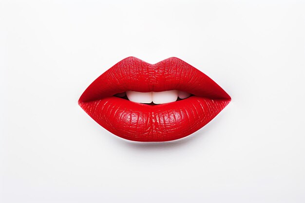 Foto un labio rojo con un fondo blanco