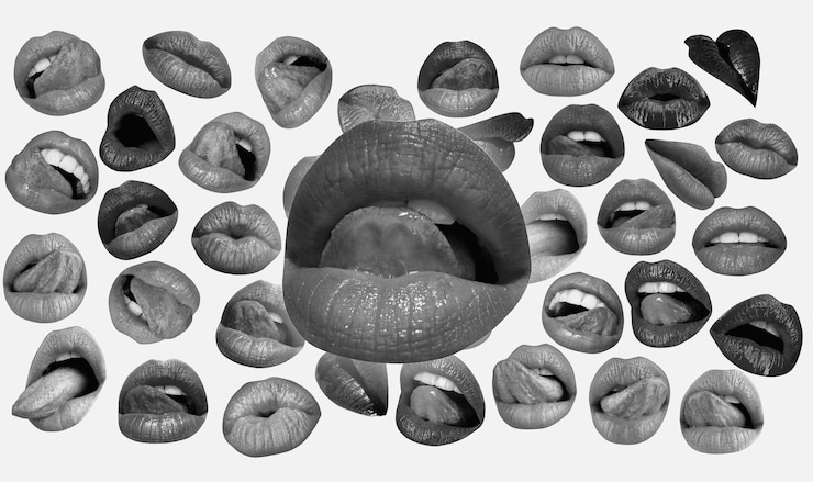 Foto labios y boca labios rojos fondo labios femeninos