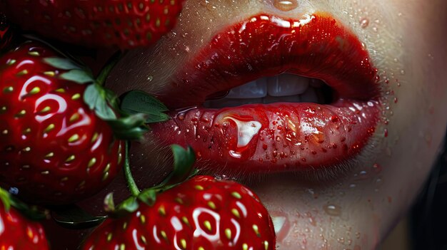 Los labios de fresa son deliciosos