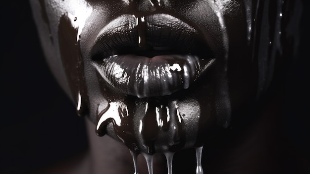Los labios de una mujer negra con la palabra negro en el frente.