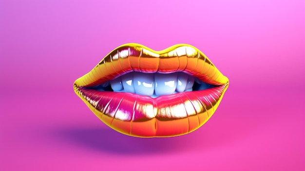 Lábios pop art Cores brilhantes IA generativa