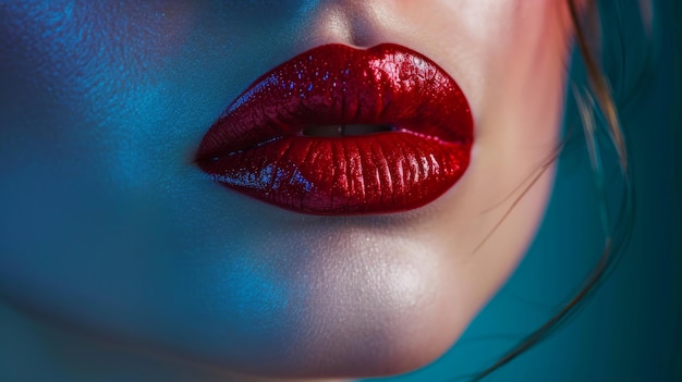 Los labios rojos en la ilustración del estilo de la industria de la belleza El lápiz labial rojo