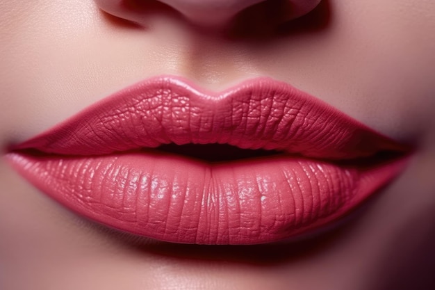 Labios rojos de maquillaje de estilo de moda de lujo