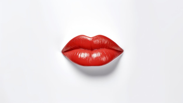 Labios rosados y rojos y beso aislado en un fondo blanco Concepto de boca sexy sensual disfrute de hermosos labios femeninos Ai generativo