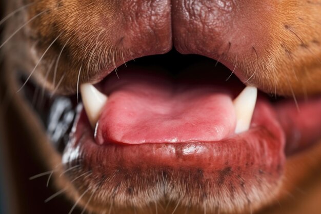 Los labios secos y agrietados de una mascota en primer plano