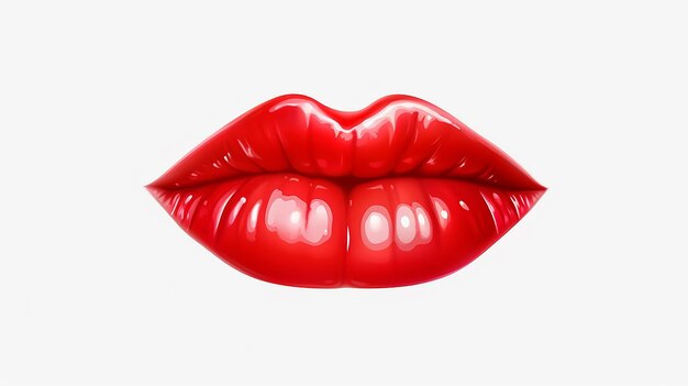 Lábios vermelhos brilhantes e sensuais.