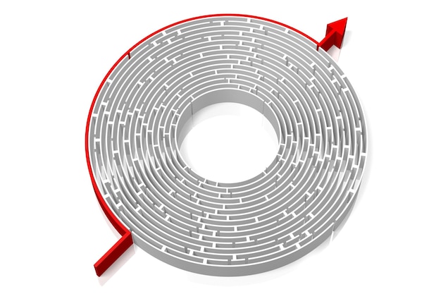 Labirynth und Pfeillösung alternatives Konzept 3D-Darstellung