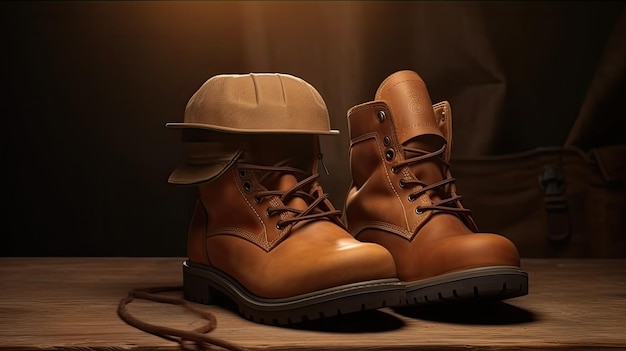 Labor Day-Schuhe und Hut-dunkler Hintergrund