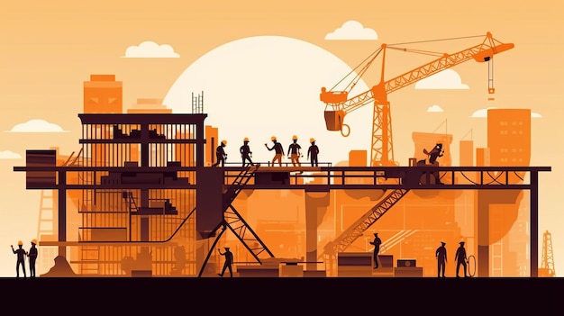 Labor Day Vektor-Illustration von Bauherren, Baustellenarbeiter und Arbeit für Poster