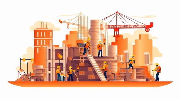 Foto labor day vektor-illustration von bauherren, baustellenarbeiter und arbeit für poster