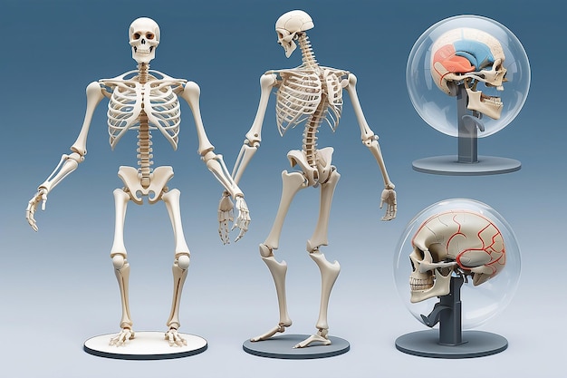 Laboratorio de biomecánica Modelos articulares detallados en estilo plano vectorial