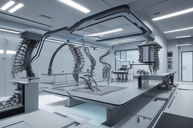 Foto laboratorio de ciencias futuristas de prótesis biomecánicas