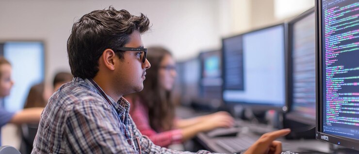 Foto laboratorio de codificación y ciencia de datos para el aprendizaje integrado