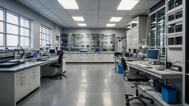 un laboratorio con espacio para laboratorios y un laboratorio grande con espacio para equipos de laboratorio