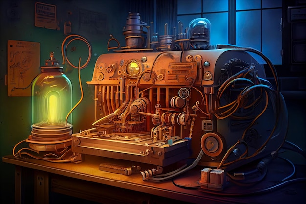 Laboratório retrô steampunk ia generativa ia generativa