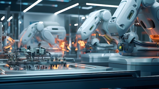 Un laboratorio de robótica de vanguardia con maquinaria intrincada