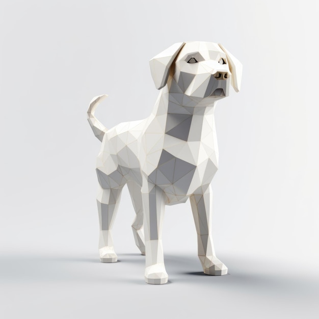 Labrador blanco poligonal en estilo Cinema4d sobre un fondo blanco