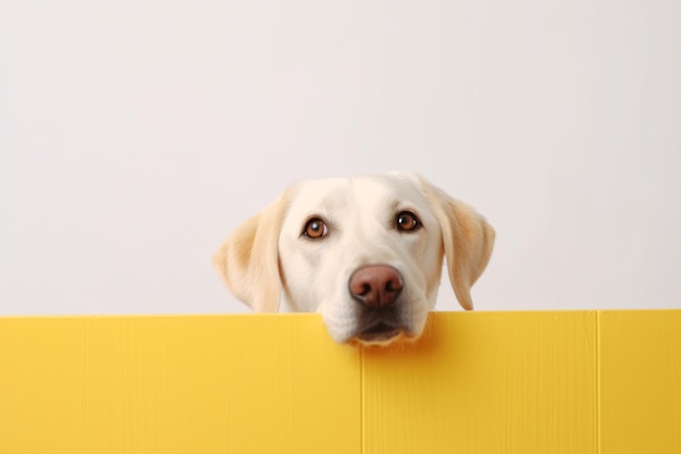 Foto un labrador está mirando a través de una pared de colores.