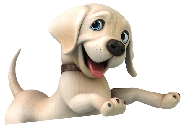 Labrador retriever branco divertido dos desenhos animados em 3D