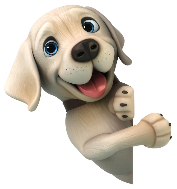 Labrador retriever branco divertido dos desenhos animados em 3D