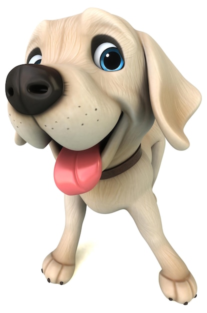 Foto labrador retriever branco divertido dos desenhos animados em 3d