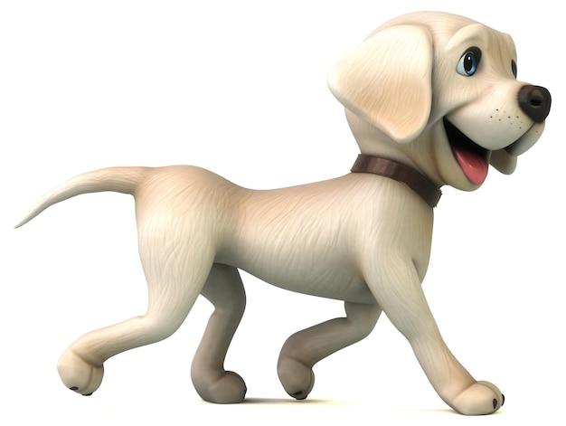 Labrador retriever branco divertido dos desenhos animados em 3D
