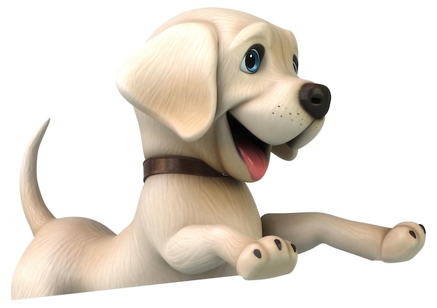 Labrador retriever branco divertido dos desenhos animados em 3D