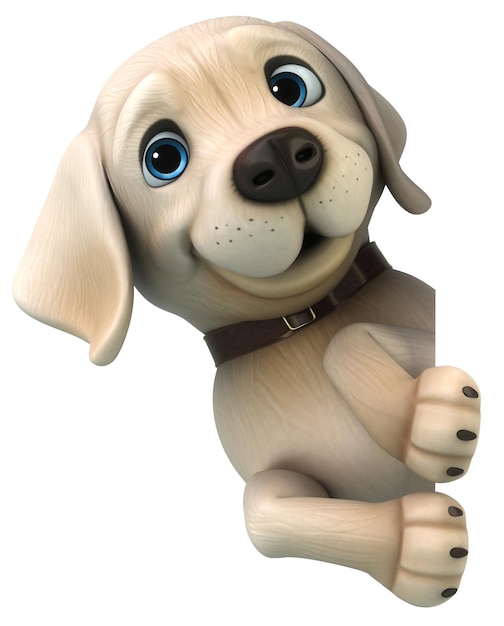 Labrador retriever branco divertido dos desenhos animados em 3D