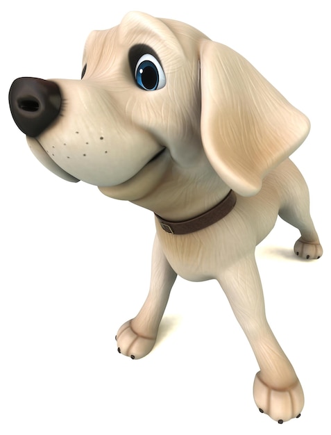 Labrador retriever branco divertido dos desenhos animados em 3D