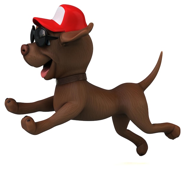 Labrador retriever branco divertido dos desenhos animados em 3D