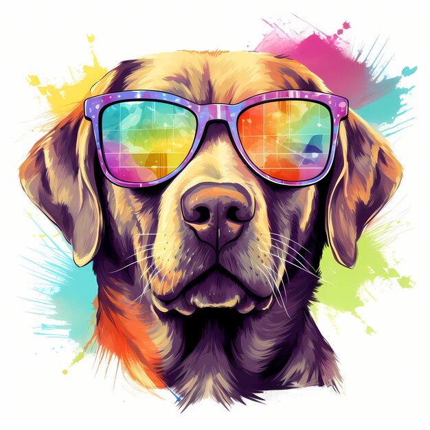 Labrador Retriever Cool Dog Labrador clipart Ilustração em aquarela IA gerativa