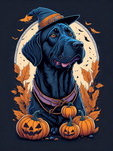 labrador retriever ilustración vectorial diseño de camiseta de halloween ai generativo