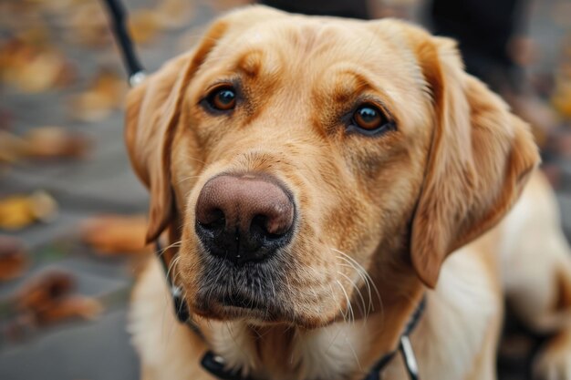 Labrador Retriever perro guía para ciegos que proporciona ayuda y guía