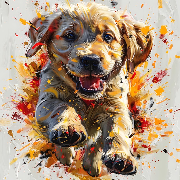 Labrador-Retriever-Schottischer Gewehrhund in einem fesselnden handgezeichneten Porträt für Grußkarten und Clip