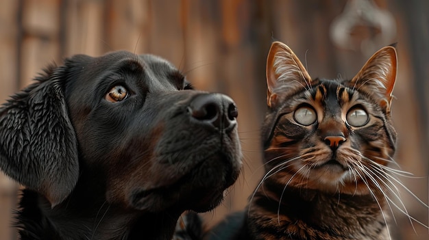 Labrador und Katze in Nahaufnahme Generative KI