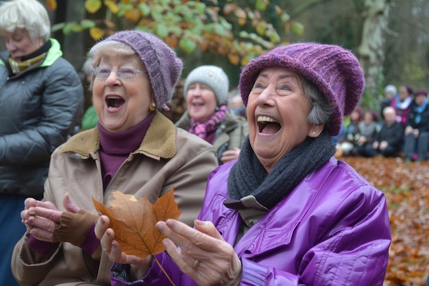 Lachen unter den Blättern Parkinson-Tag