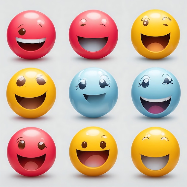 Lachende Emojis, wunderbare Farbspritzillustrationen