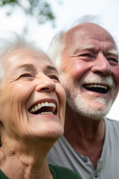Lachendes älteres Paar beim Yoga-Fitness- und Wellness-Training draußen