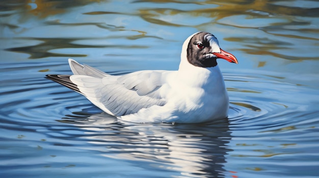 Lachmöwe ist an einem sonnigen Tag auf dem Wasser