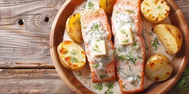 Lachs mit Kräutern und Kartoffeln Generative KI