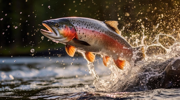 Lachs springt aus dem Wasser