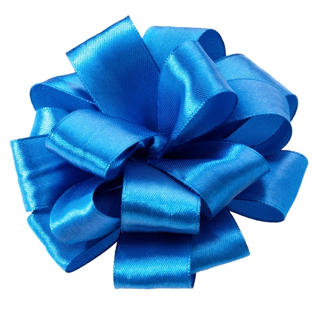 Foto laço de presente azul festivo isolado no recorte de fundo branco