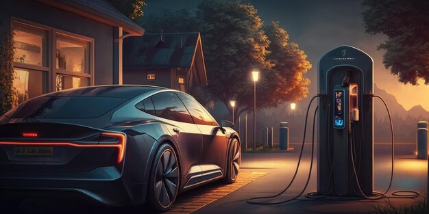 Ladebatterie für Elektroautos EV an der Ladestation