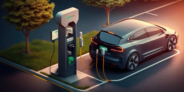 Ladebatterie für Elektroautos EV an der Ladestation